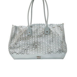 Furla Light Blue Laser Cut Perforated Tote Bag
